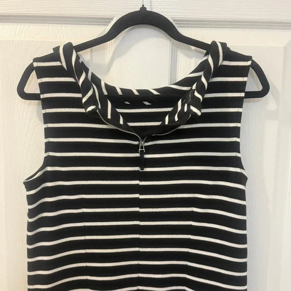 Talbots Large Sleeveless Mockneck Striped Knit Shift Dress Career Casual - Picture 7 of 9